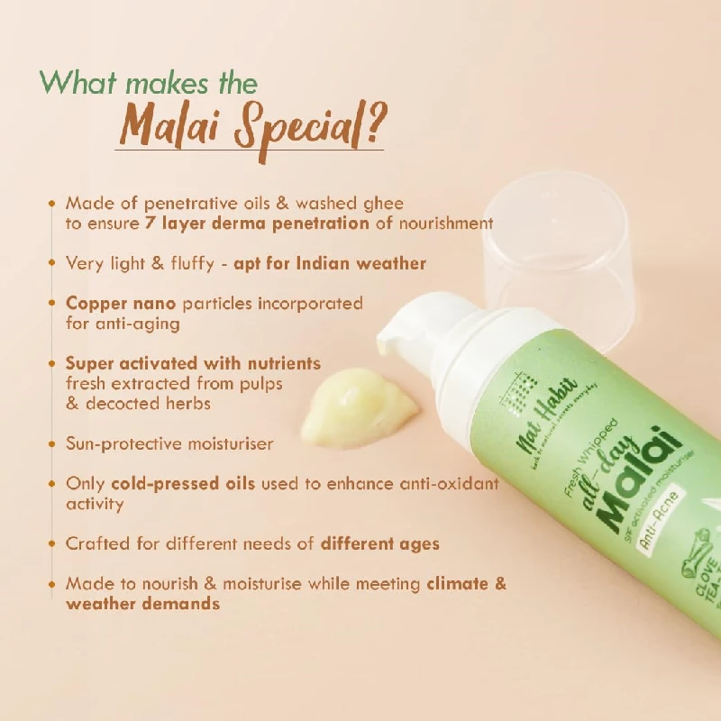 Nat Habit Fresh WhippedClove Tea-Tree Terpene+ All Day Face Malai Anti-Acne Face Cream, 30 g-5.webp